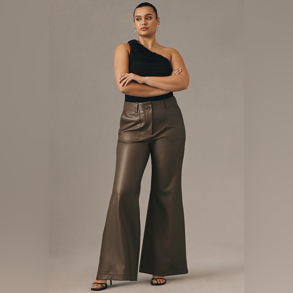 Anthropologie Naomi wide-leg flare pants faux leather